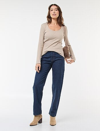 T-shirt côtelé à manches longues