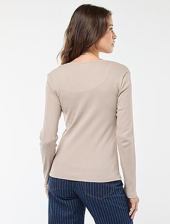 T-shirt côtelé à manches longues