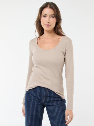 T-shirt côtelé à manches longues