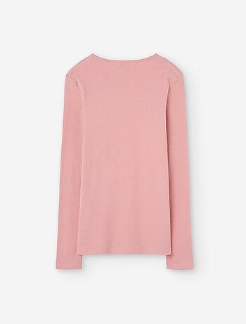 T-shirt côtelé à manches longues et col rond
