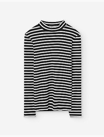 T-shirt côtelé à manches longues et rayures