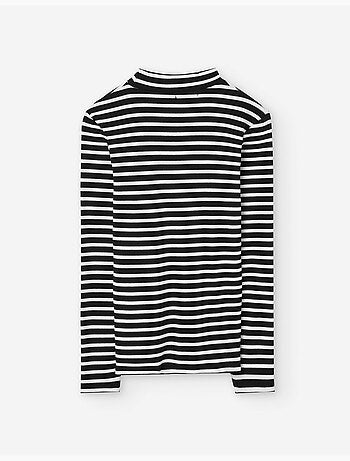 T-shirt côtelé à manches longues et rayures