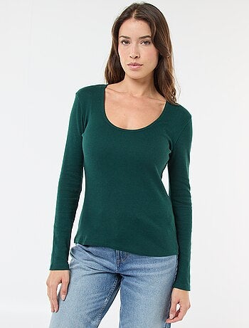 T-shirt côtelé à manches longues