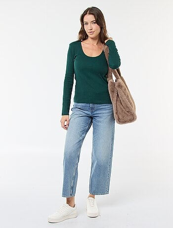 T-shirt côtelé à manches longues