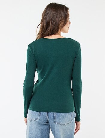 T-shirt côtelé à manches longues