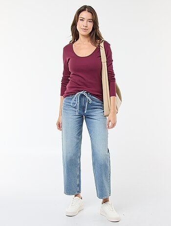 T-shirt côtelé à manches longues