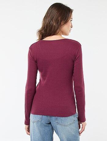 T-shirt côtelé à manches longues