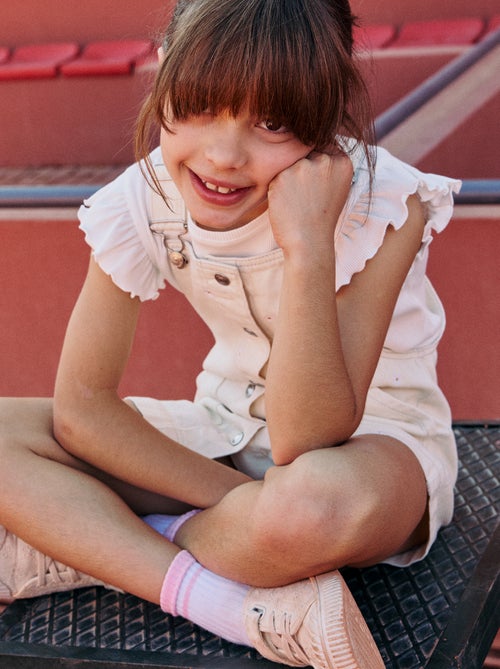 T-shirt côtelé à manches volantées - Kiabi