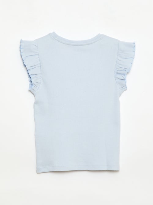 T-shirt côtelé à manches volantées - Kiabi