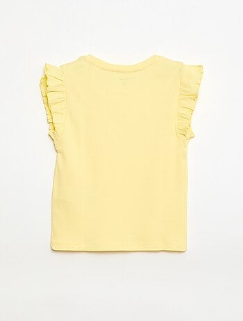 T-shirt côtelé à manches volantées