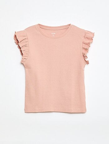 T-shirt côtelé à manches volantées