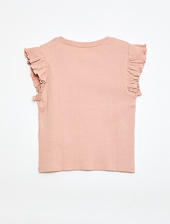 T-shirt côtelé à manches volantées