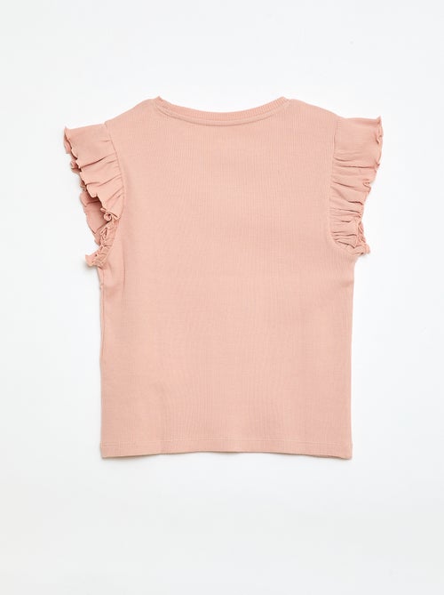 T-shirt côtelé à manches volantées - Kiabi