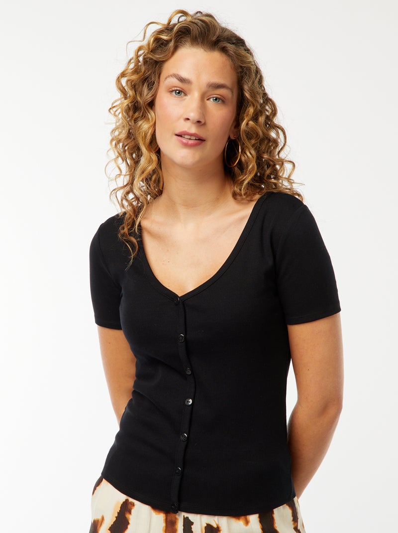 Blouse Noire à Petits Plis Zamba - Taille 5 (46/48), Manches Longues, Neuf Sans étiquettes
