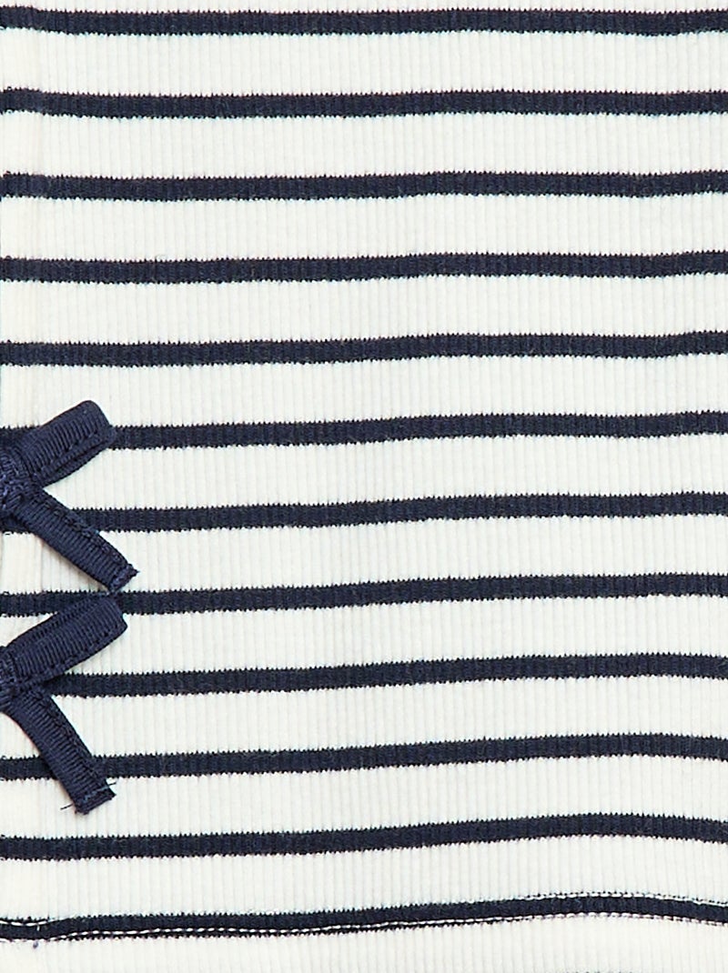 T-shirt côtelé à rayures Blanc - Kiabi