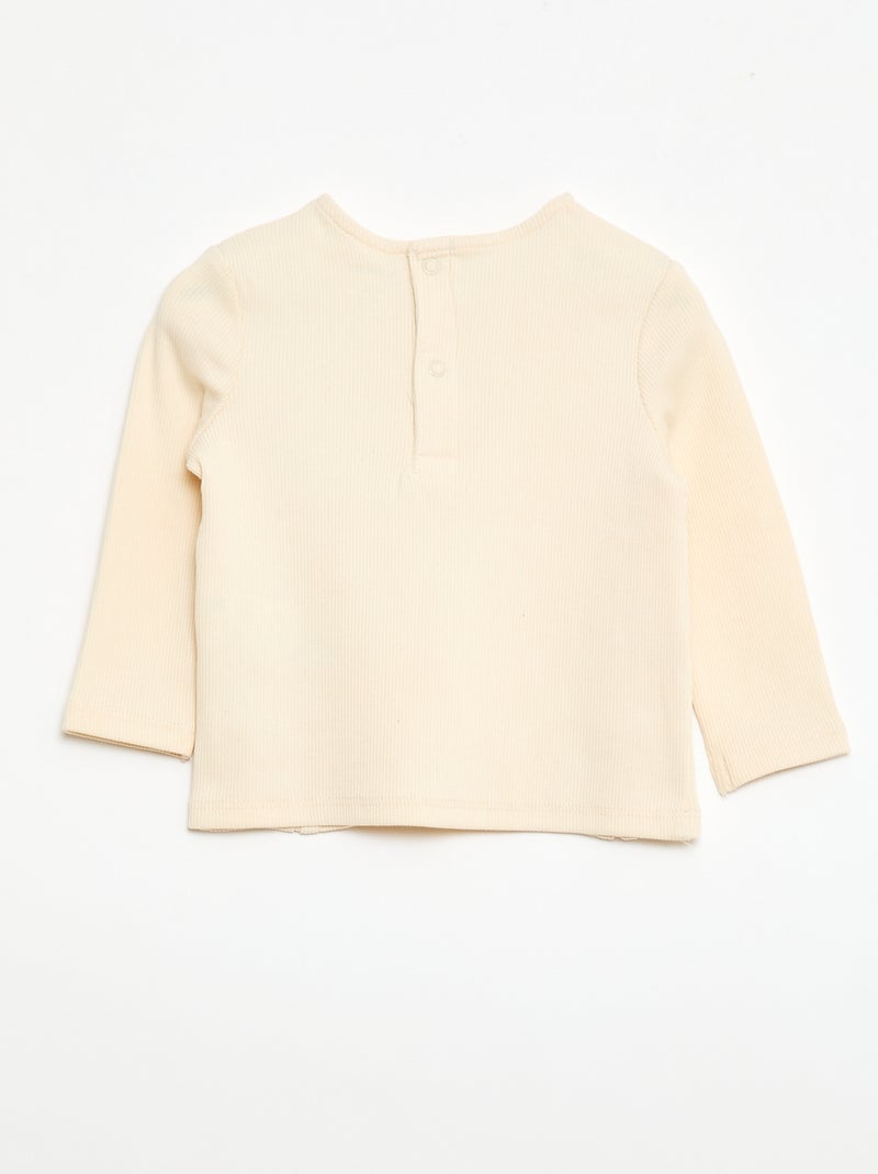 T-shirt côtelé à rayures Blanc - Kiabi