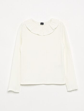 T-shirt côtelé avec collerette
