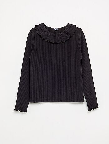 T-shirt côtelé avec collerette