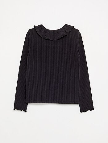 T-shirt côtelé avec collerette
