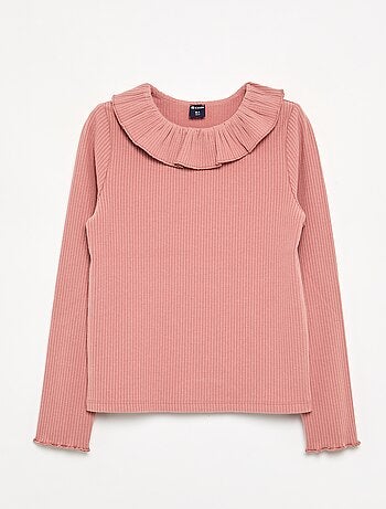 T-shirt côtelé avec collerette