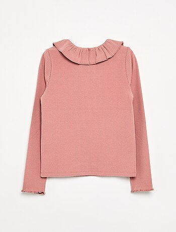 T-shirt côtelé avec collerette