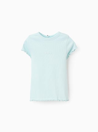 T-shirt Côtelé avec Finition Ondulée
