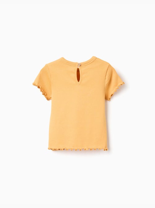 T-shirt côtelé avec fleur brodée - Kiabi