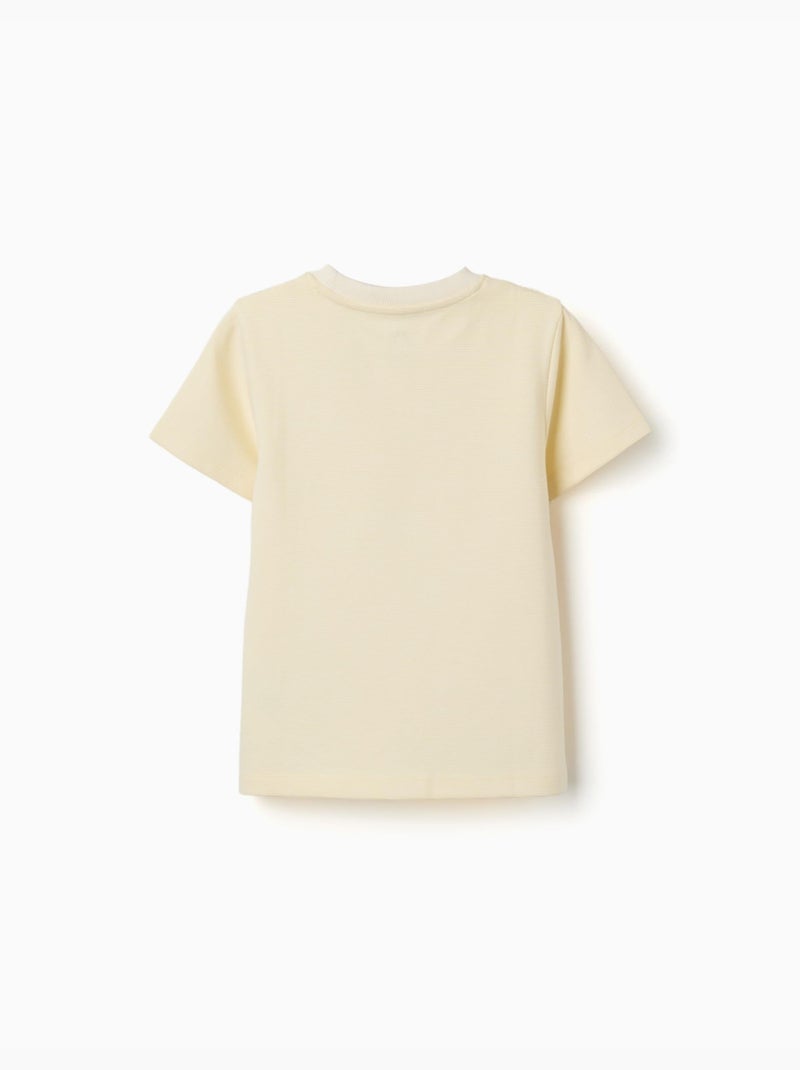 T-shirt côtelé avec imprimé Poetry Jaune - Kiabi