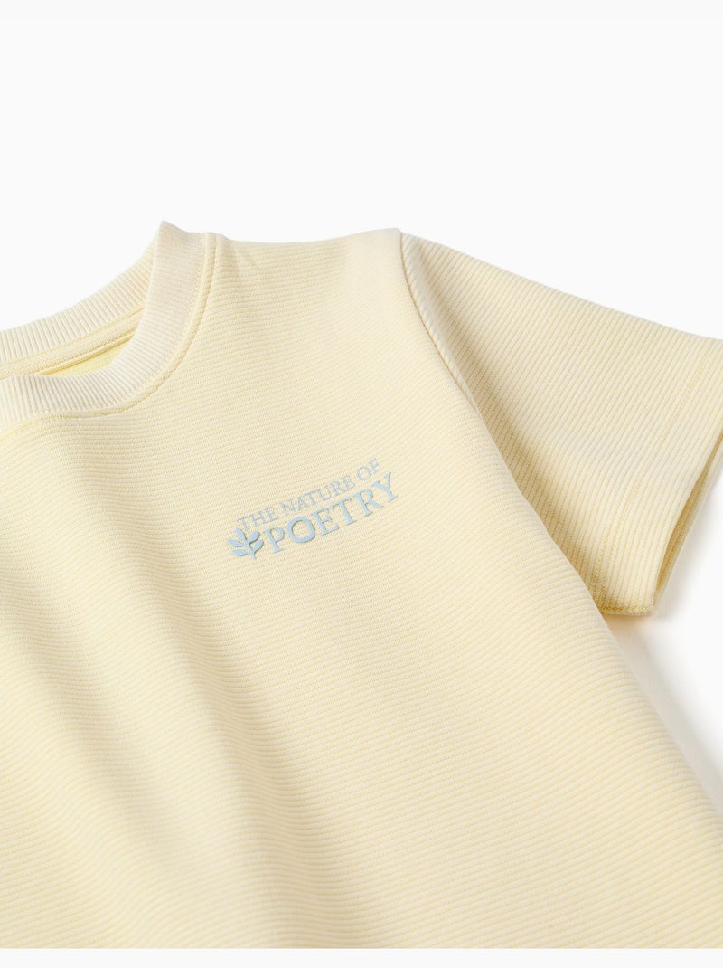 T-shirt côtelé avec imprimé Poetry Jaune - Kiabi