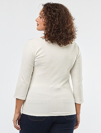 T-shirt côtelé avec large encolure