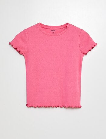 T-shirt côtelé bords ondulés