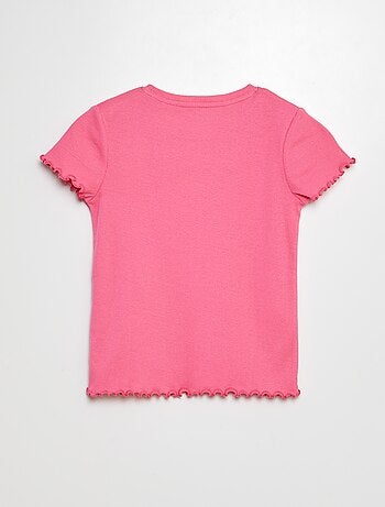 T-shirt côtelé bords ondulés