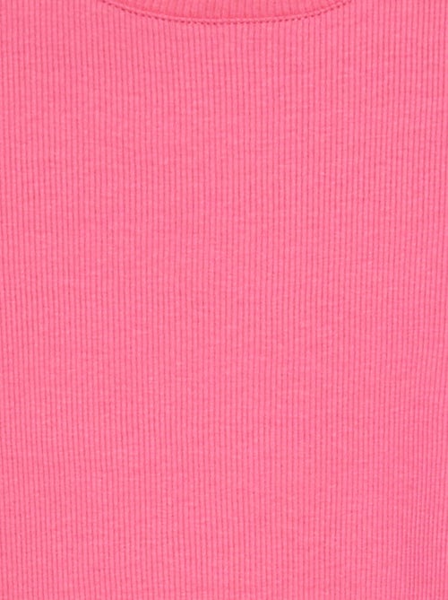 T-shirt côtelé bords ondulés - Kiabi