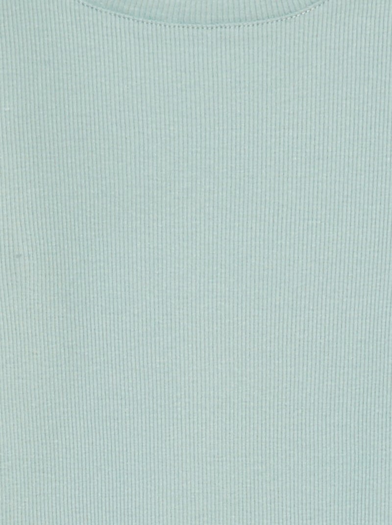 T-shirt côtelé bords ondulés VERT - Kiabi