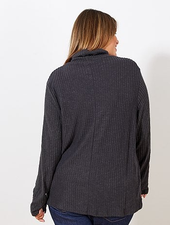 T-shirt cotelé col lâche - Kiabi