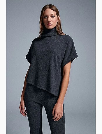 T-shirt côtelé col roulé manches courtes dilvin