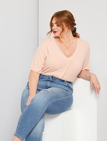 T-shirt côtelé et frill