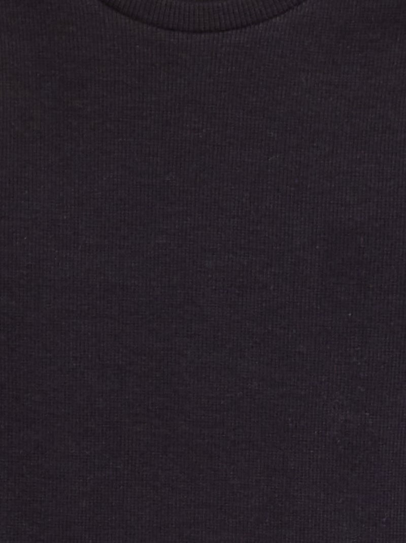 T-shirt côtelé manches longues Noir - Kiabi