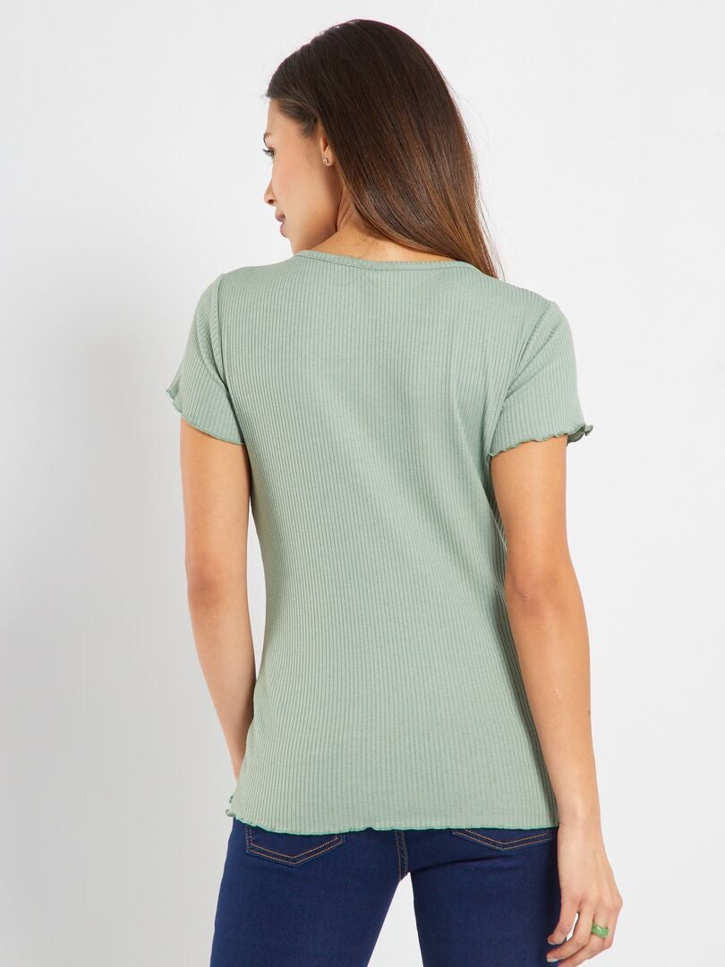 T-shirt côtelé maternité Vert - Kiabi