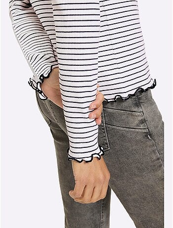T-shirt côtelé motif à rayures tendance - taille standard - helline