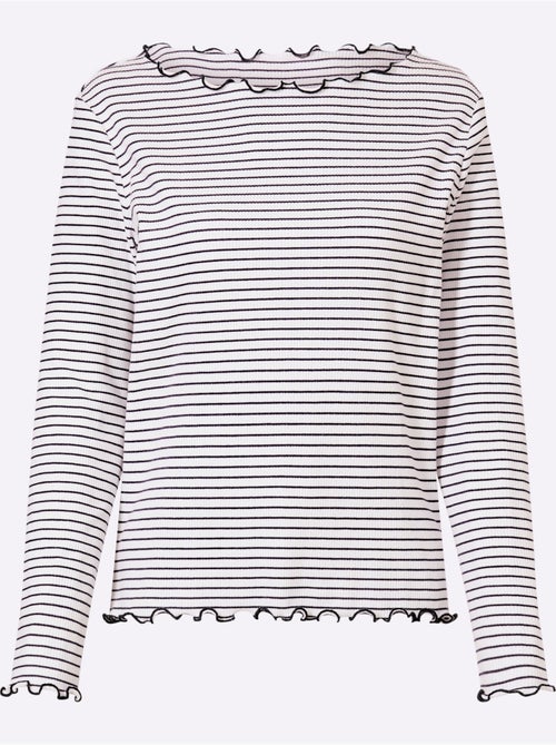 T-shirt côtelé motif à rayures tendance - taille standard - helline - Kiabi T-shirt côtelé motif à rayures tendance - taille standard - helline - Kiabi