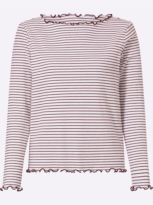 T-shirt côtelé motif à rayures tendance - taille standard - helline - Kiabi T-shirt côtelé motif à rayures tendance - taille standard - helline - Kiabi