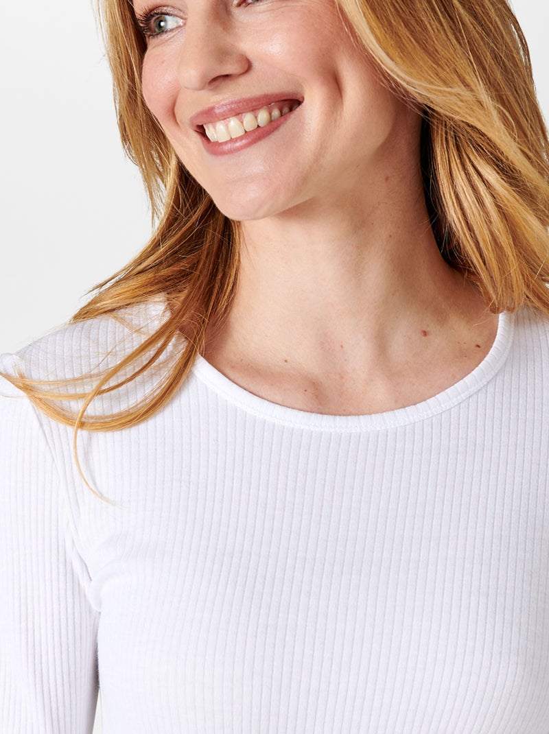 T-shirt côtelé thermolactyl 'Damart' blanc - Kiabi