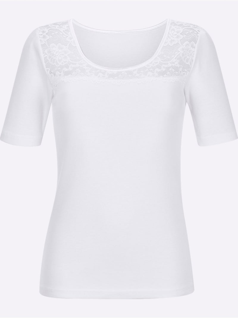 T-shirt Côtes Fines - Taille Standard - Witt Blanc - Kiabi