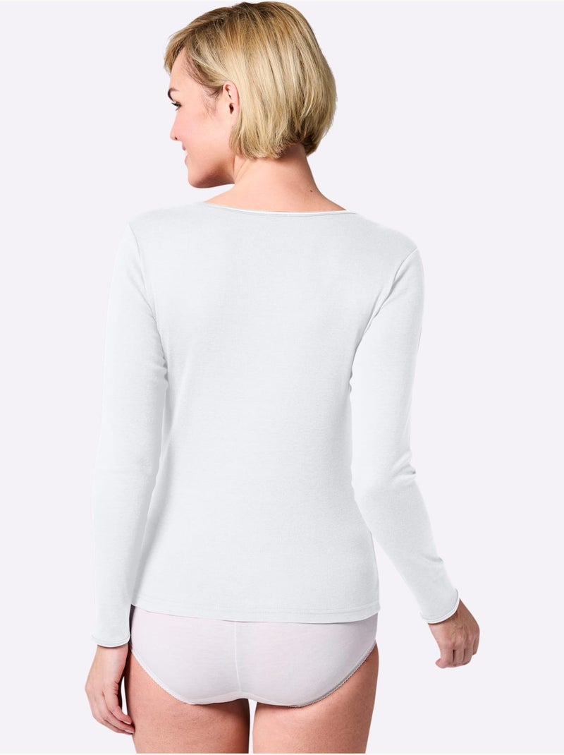 T-shirt côtes fines - taille standard - witt Blanc - Kiabi