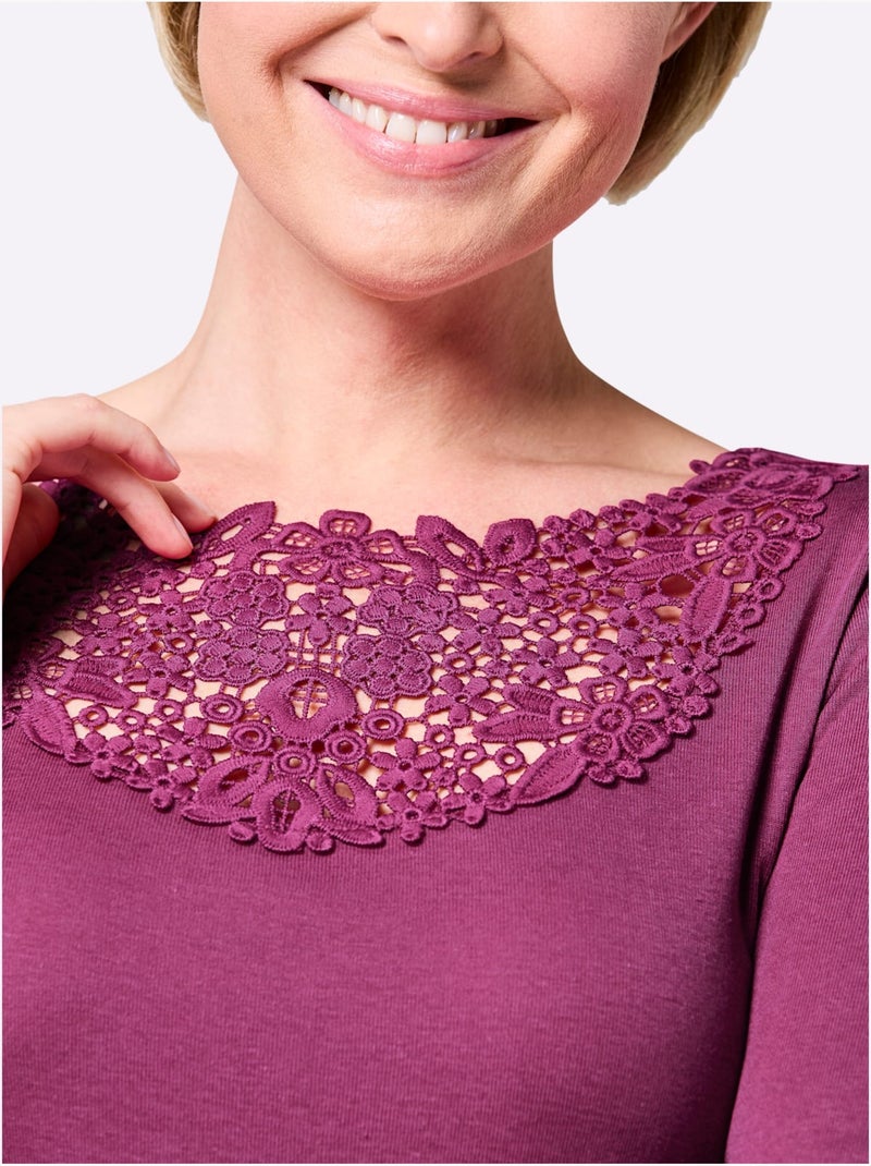 T-shirt côtes fines - taille standard - witt Bruyère/Menthe - Kiabi