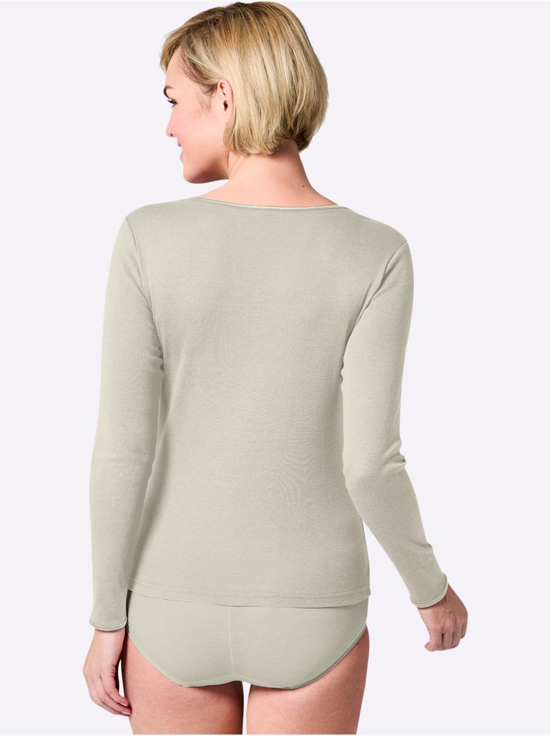 T-shirt côtes fines - taille standard - witt Ivoire - Kiabi
