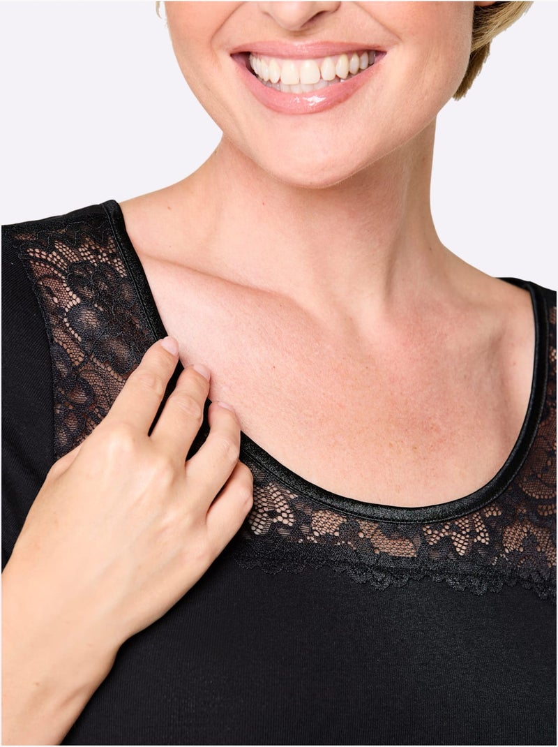 T-shirt Côtes Fines - Taille Standard - Witt Noir - Kiabi