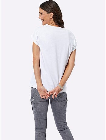 T shirt en coton col rond et manches courtes motif étoile - Taille standard - Witt