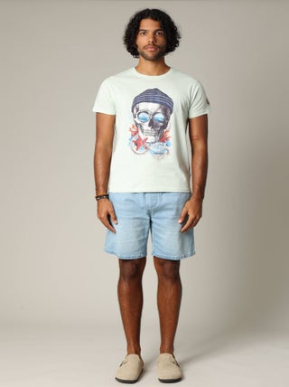 T-shirt coton à l'imprimé marin audacieux 'Deeluxe'